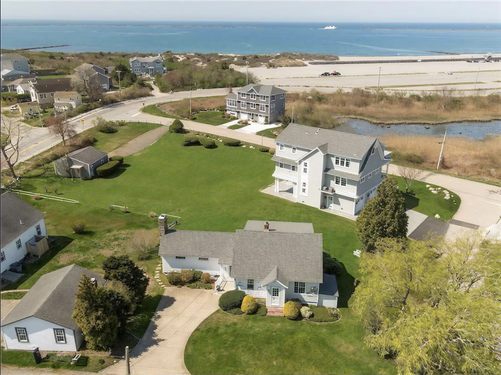 Aerial view of coastal estate